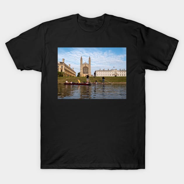 People punting near Kings College Cambridge England UK T-Shirt by fantastic-designs